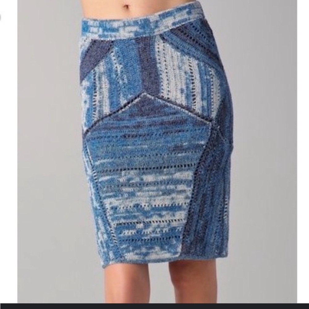 Rag & Bone Blue Knit Pencil Skirt Boho Beach XS